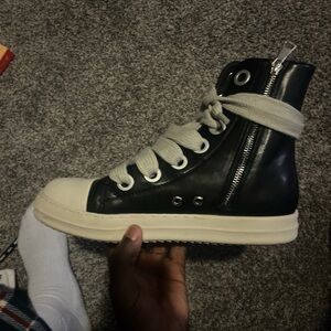 Rick Owens Black High-Top Sneakers